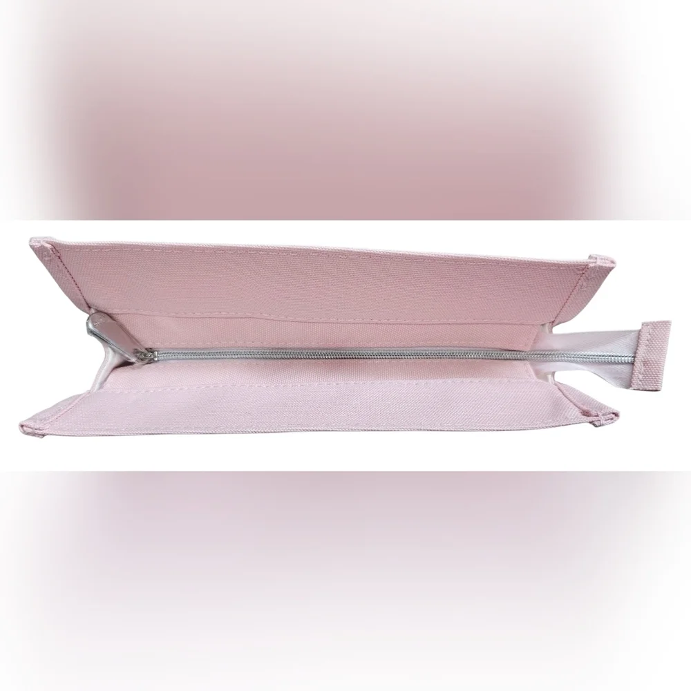 Christian Dior Light Pink Canvas Pouch W/ Zipper Closure And Sample Parfum. NEW